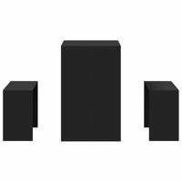 3-delige Eettafel en bankenset bewerkt hout zwart - thumbnail