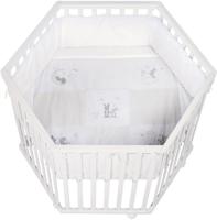 Zeshoekige box - ROBA - FOX & BUNNY - Vanaf de geboorte tot 15 kg - Verstelbaar - Wielen - Wit gelakt - thumbnail