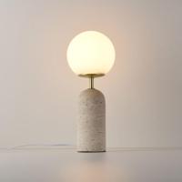Tafellamp Naeva travertino s - E27-fitting - 25W - IP20 voor binnen - Witte bol - Voet van travertin - Kleine versie - thumbnail