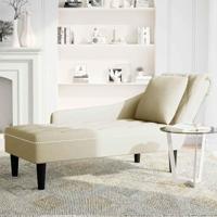 Chaise longue met kussen&rechterarmleuning fluweel crmekleurig - thumbnail