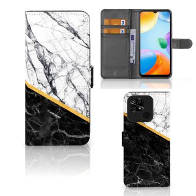 Xiaomi Redmi 10C | Bookcase | Marmer Wit Zwart - Origineel Cadeau Man