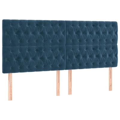 Hoofdborden 4 st 100x7x78/88 cm fluweel donkerblauw