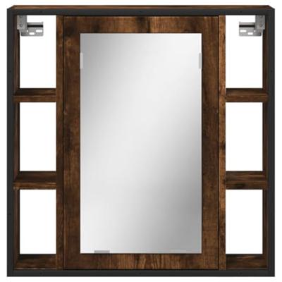 Badkamerspiegelkast 60x16x60 cm bewerkt hout gerookt eikenkleur