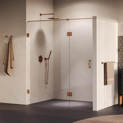 Brauer Void - Nisdeur - 2-Delig - Helder Glas - 170 x 200 cm - Omkeerbaar - met Draaideur 70 cm - Aan Glas - incl. Glascoating - PVD Koper