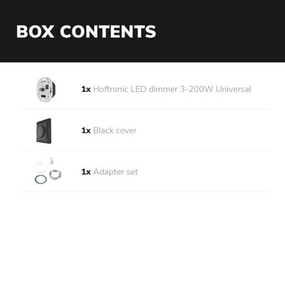 LED dimmer - 3-200 watt - Geschikt voor fase afsnijding - Universeel - Incl. zwart afdekraam en draaiknop