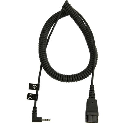 Jabra QD naar 2,5 mm jack plug headset spiraalkabel, 2 meter lang