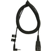 Jabra QD naar 2,5 mm jack plug headset spiraalkabel, 2 meter lang - thumbnail