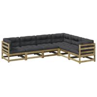6-delige Loungeset met kussens geïmpregneerd grenenhout - thumbnail