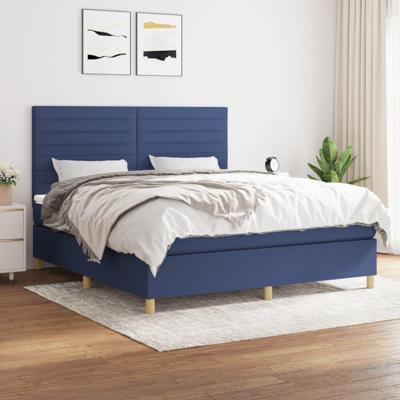 Boxspring met matras stof blauw 180x200 cm
