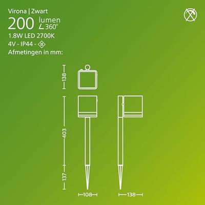 Philips LED 929004658801 Virona Staande lamp op zonne-energie LED LED vast ingebouwd 1.8 W Zwart Philips LED 929004658801 Virona Staande lamp op zonne-energie LED LED vast ingebouwd 1.8 W Zwart