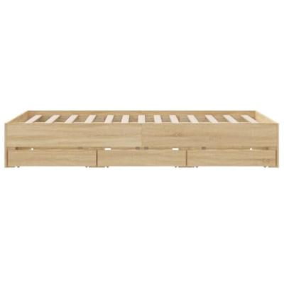 Bedframe met lades bewerkt hout sonoma eikenkleurig 140x200 cm
