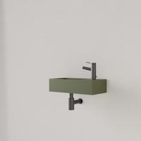 Fontein Gliss Design Nano 36x18x9 cm 1 Kraangat Rechts Olijf Groen - thumbnail