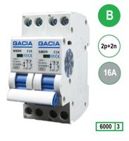 GACIA kookgroep 2P2N B16 2x230V installatieautomaat 16A 6kA 36mm - thumbnail