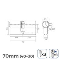Cilinder EDM 85172 r15 Nikkel Lange hendel Europees - thumbnail