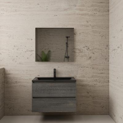 ACTIE BWS Badmeubel | Paris | Frey Oak 80 cm | Mat Zwart Wastafel | 1 Kraangat