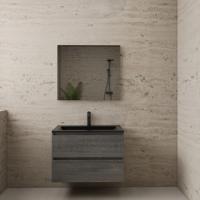 ACTIE BWS Badmeubel | Paris | Frey Oak 80 cm | Mat Zwart Wastafel | 1 Kraangat - thumbnail