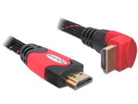 Delock 82687 HDMI-kabel HDMI Aansluitkabel HDMI-A-stekker 3 m Zwart, Rood Rond, 4K UHD, Verdraaid, Vergulde steekcontacten - thumbnail
