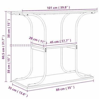 Wandtafel met plank met opslag Oud hout 101 x 35 x 80.5 cm Bewerkt hout