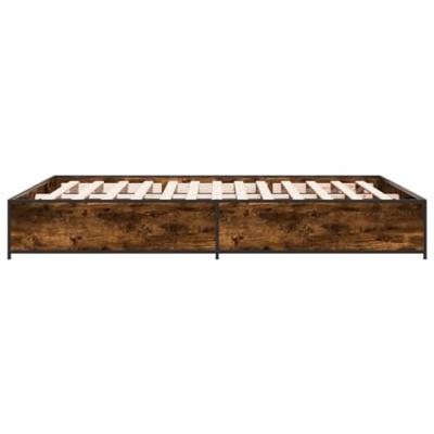 Bedframe bewerkt hout metaal gerookt eikenkleurig 120x190 cm