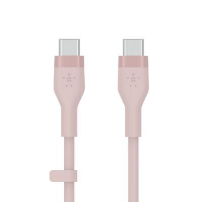 Belkin BoostCharge Flex siliconen USB Type C/C-kabel, USB-IF-gecertificeerde PD-snellaadkabel voor iPhone 16, iPhone 15 Plus/Pro/Pro Max, Samsung Galaxy S24, Pixel, iPad, Nintendo Switch, 1 m , roze