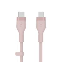 Belkin BoostCharge Flex siliconen USB Type C/C-kabel, USB-IF-gecertificeerde PD-snellaadkabel voor iPhone 16, iPhone 15 Plus/Pro/Pro Max, Samsung Galaxy S24, Pixel, iPad, Nintendo Switch, 1 m , roze - thumbnail