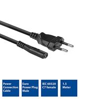 ACT AC3300 Stroomkabel Netsnoer Euro Male / C7 Female Zwart - 1,5 meter - thumbnail