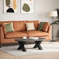 Salontafelpoten 2 st X-vormig 60x(30-31) cm staal zwart - thumbnail