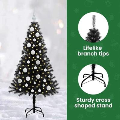 VidaXL Kerstboom met 150 led met standaard zwart 120 cm pvc VidaXL Kerstboom met 150 led met standaard zwart 120 cm pvc