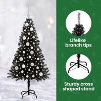 VidaXL Kerstboom met 150 led met standaard zwart 120 cm pvc - thumbnail