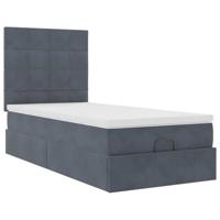 Ottoman bed met matrassen 90x200cm fluweel donkergrijs - thumbnail