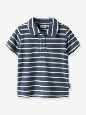 Polo voor jongens van badstof met strepen NAME IT leiblauw