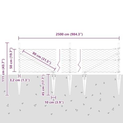 VidaXL Afrasteringspaal grijs 25 x 0,5 m (50 mm gaas) staal