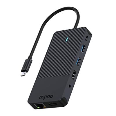 Rapoo USB-C Multiport Adapter, 12-in-1, grijs Desktop accessoire Zwart - thumbnail
