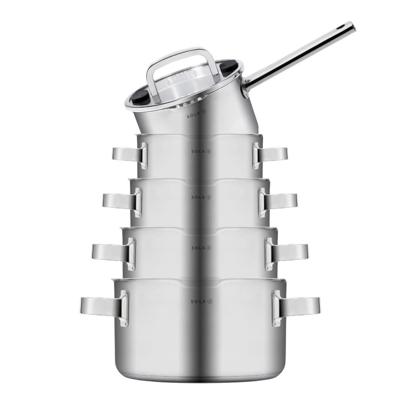Sola Pannenset Juvia - RVS - Kookpan ø 16, 18, 20, 24 cm & Steelpan ø 16 cm - Inductie & Downdraft geschikt - 5 Delig