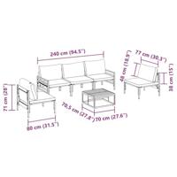 Tuinbankenset met kussen 6 pcs Zwart Staal - thumbnail