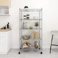 Opbergrek 5-laags met wielen 250 kg 75x35x155 cm chroomkleurig - thumbnail