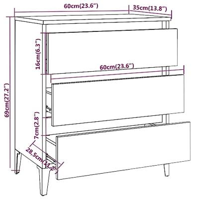 Dressoir 60x35x69 cm bewerkt hout grijs sonoma eikenkleurig Dressoir 60x35x69 cm bewerkt hout grijs sonoma eikenkleurig