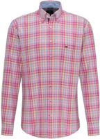 Fynch-Hatton Heren Overhemd Roze Ruit Oxford Button-Down Casual Fit - thumbnail