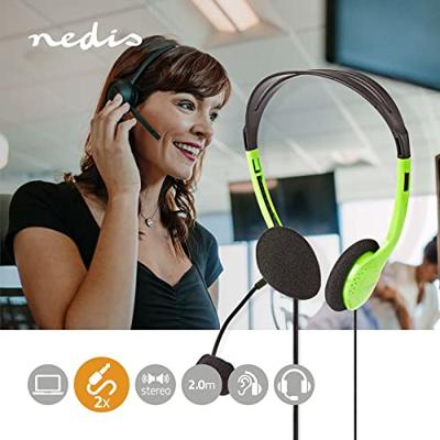 Nedis CHST100GN Pc-headset On-ear 2x 3,5 Mm Connectoren 2,0 M Groen