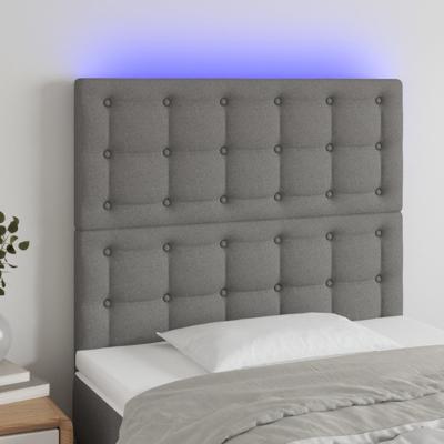 Hoofdbord LED 144x5x118/128 cm stof donkergrijs - thumbnail