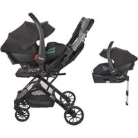 NANIA - 2-in-1 gecombineerde kinderwagen met Rimini autostoel + isofix basis - MYLA - 4 wielen - Zwart - thumbnail