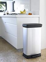 Curver decobin pedaalemmer rechthoekig 50 liter zilver metallic - thumbnail