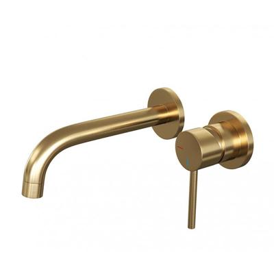 Gold Edition inbouw wastafelmengkraan met gebogen uitloop - model A1, goud geborsteld PVD