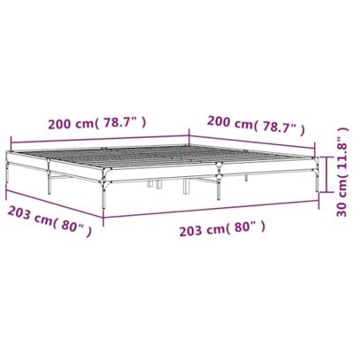 Bedframe bewerkt hout metaal sonoma eikenkleurig 200x200 cm