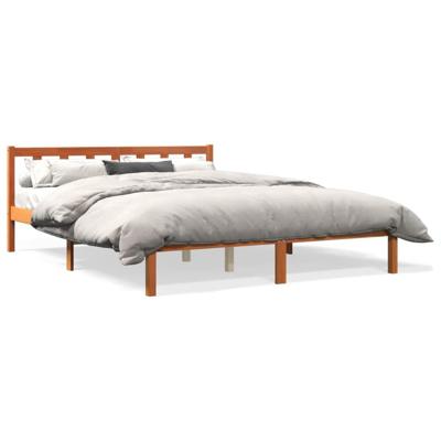 Bedframe zonder matras massief grenenhout wasbruin 150x200 cm