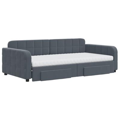 Slaapbank onderschuifbed lades 100x200 cm fluweel donkergrijs