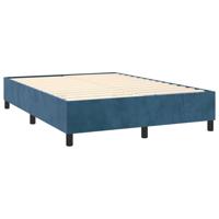Boxspring met matras fluweel donkerblauw 140x200 cm - thumbnail