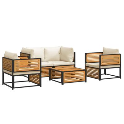 6-delige Loungeset met kussens massief acaciahout 6-delige Loungeset met kussens massief acaciahout