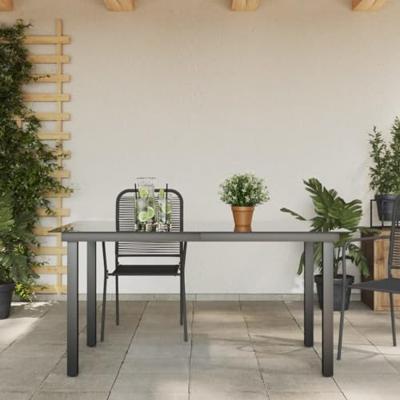 Tuintafel 150x90x74 cm aluminium en glas zwart
