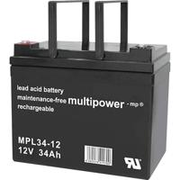 multipower MPL34-12 Loodaccu 12 V 34 Ah Loodvlies (AGM) (b x h x d) 197 x 170 x 131 mm M5-schroefaansluiting Onderhoudsvrij, Geringe zelfontlading - thumbnail